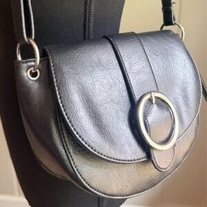 Koltov Black Mini Saddle Bag Silver Ring Detail